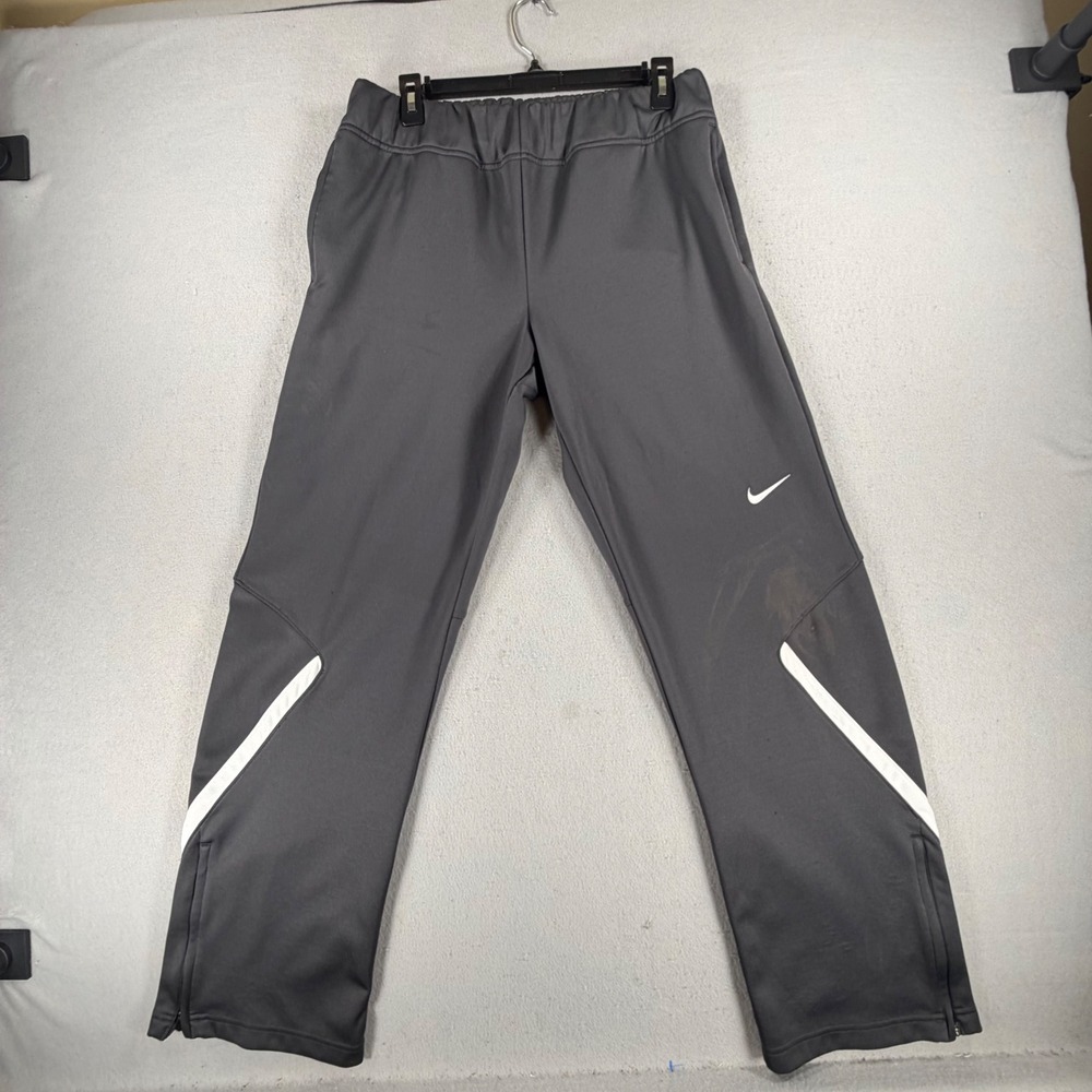 Nike Men's Medium Gray Dri-FIT Track Pants Reflective Zip Ankle Running Workout